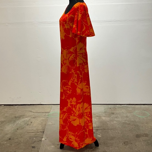 Orange floral print maxi dress - Picture 6 of 9